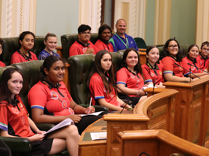 School students in Legislative Assembly Chamber