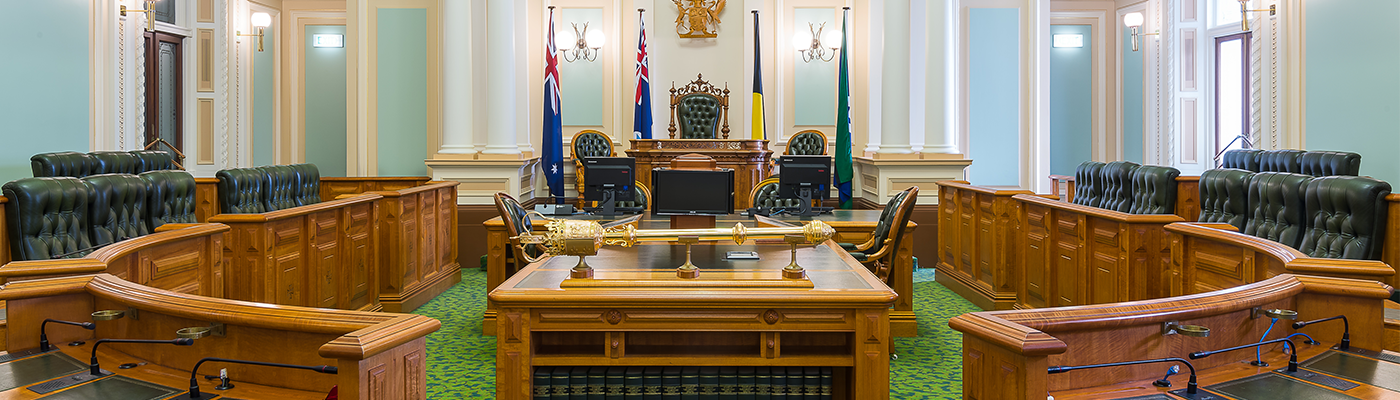 Legislative Chamber with mace on table